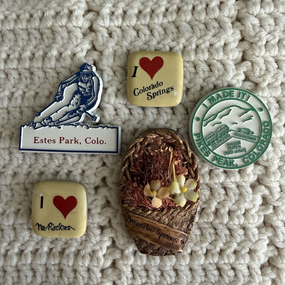 Vintage 90s Colorado Fridge Magnets Set Of 5 Colorado Springs, The Rockies, Peak